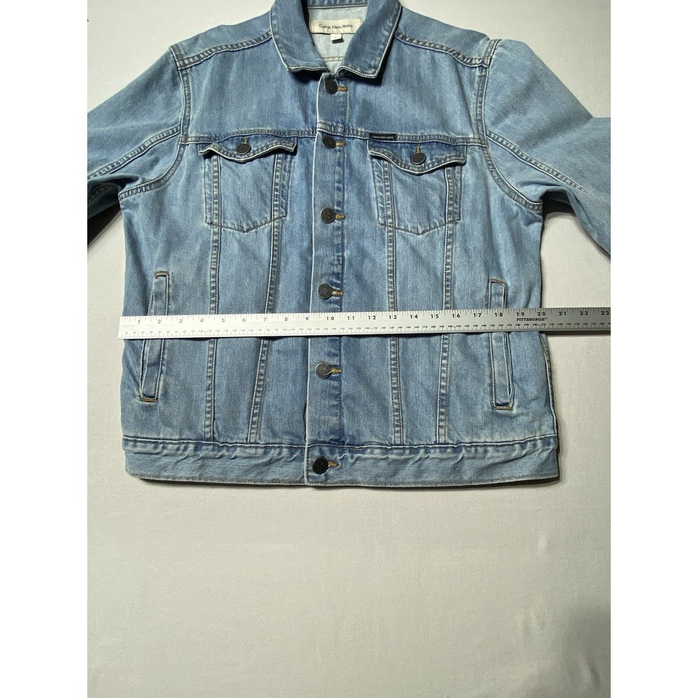 Calvin Klein Jeans‎ Men's L Light Wash Denim Trucker Jacket Cotton CK - Picture 3 of 11